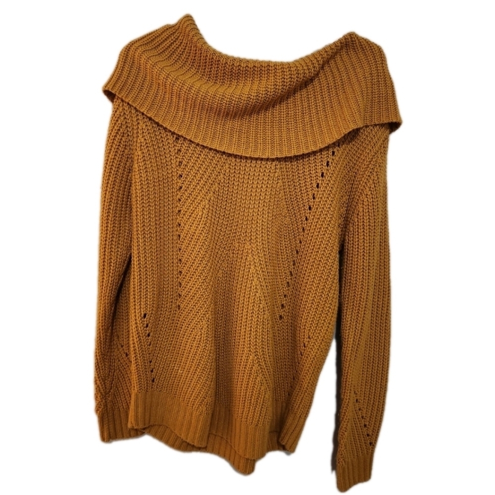 Mustard Yellow Knit Cowl Neck Sweater Size Small